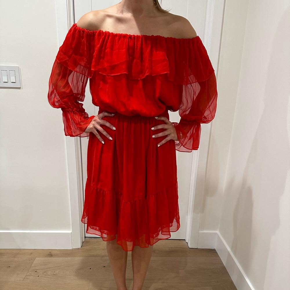 Gucci Red Chiffon Dress